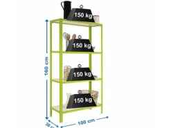 PROREGAL Wohnregal Living Koala Wood mit 4 Fachböden HxBxT 160 x 100 x 30 cm Fachlast 150 kg Grün/Weiß