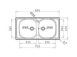 Pyramis Einbauspüle E33/33 2B 86 cm x 43,5 cm Edelstahl