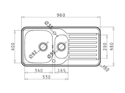 Pyramis Einbauspüle Space Mini 1 1/2B 1D 96 cm x 48 cm Edelstahl