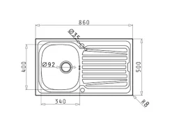 Pyramis Einbauspüle Sparta 1B 1D 86 cm x 50 cm Edelstahl