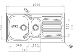 Pyramis Einbauspüle Sparta (100x50) 1 1/2B 1D Edelstahl LEINEN