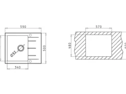 Pyramis Küchenspüle Alazia (59x50) 1B 1D, Pyragranite Iron Grey