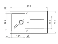 Pyramis Küchenspüle Athlos (86x50) 1 1/4B 1D, Pyragranite Beige