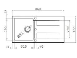 Pyramis Küchenspüle Athlos (86x43,5) 1B 1D, Pyragranite Beige