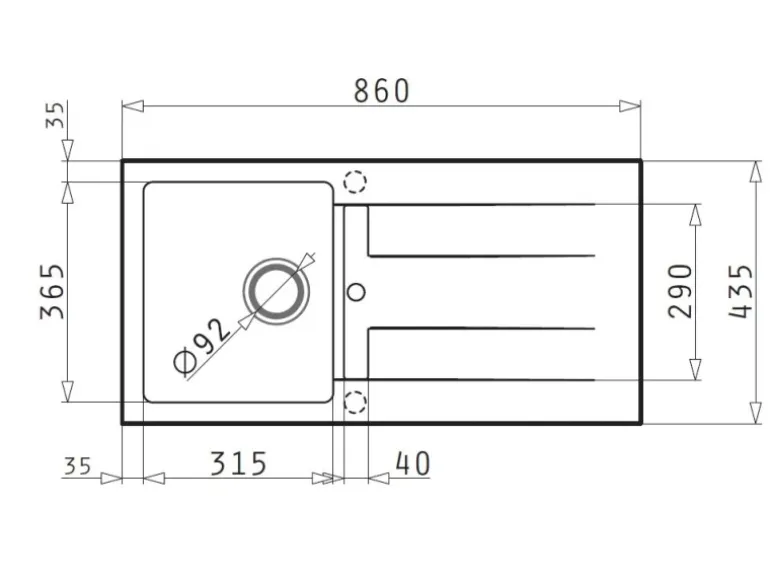 Pyramis Küchenspüle Athlos (86x43,5) 1B 1D, Pyragranite Beige