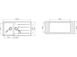 Pyramis Küchenspüle Athlos (100x50) 1 1/2B 1D, Pyragranite Beige