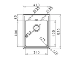 Pyramis Küchenspüle Pella 41 cm x 52 cm 1B 1D Edelstahl poliert