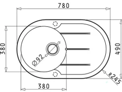 Pyramis Pyragranitespüle Alazia Round 1B 1D 78 cm x 49 cm Volcano