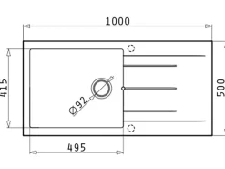 Pyramis Pyragranitespüle Alazia Plus 1B 1D 100 cm x 50 cm Volcano