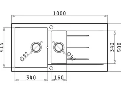 Pyramis Pyragranitespüle Alazia 1 1/2B 1D 100 cm x 50 cm Volcano