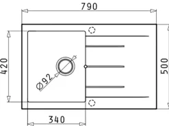 Pyramis Pyragranitespüle Alazia 1B 1D 79 cm x 50 cm Volcano