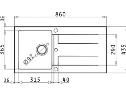 Pyramis Pyragranitespüle Athlos 1B 1D 86 cm x 43,5 cm Volcano