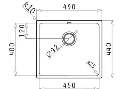 Pyramis Spülbecken Lydia 1B Flacheinbau Edelstahl 45 cm x 40 cm