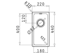 Pyramis Spülbecken Lydia 1B Flacheinbau Edelstahl 18 cm x 40 cm