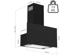 Respekta Dunstabzugshaube Lio Kopffrei 93 cm x 59,5 cm x 27 cm Schwarz