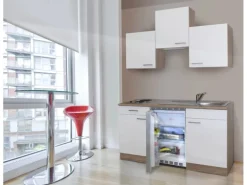 Respekta Economy Küchenzeile  150 cm Weiß-Eiche Sägerau Nachbildung