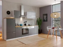 Respekta Economy Küchenzeile KB280WG 280 cm Grau-Weiß