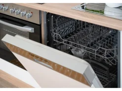 Respekta Economy Küchenzeile KB220ESWSC 220 cm Weiß-Eiche Sägerau Glänzend