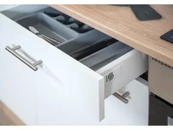 Respekta Economy Küchenzeile KB220ESWSC 220 cm Weiß-Eiche Sägerau Glänzend