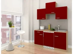 Respekta Economy Küchenzeile 150 cm Rot-Eiche Sägerau Nachbildung