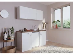 Respekta Economy Küchenzeile KB150WWC 150 cm Weiß Glänzend