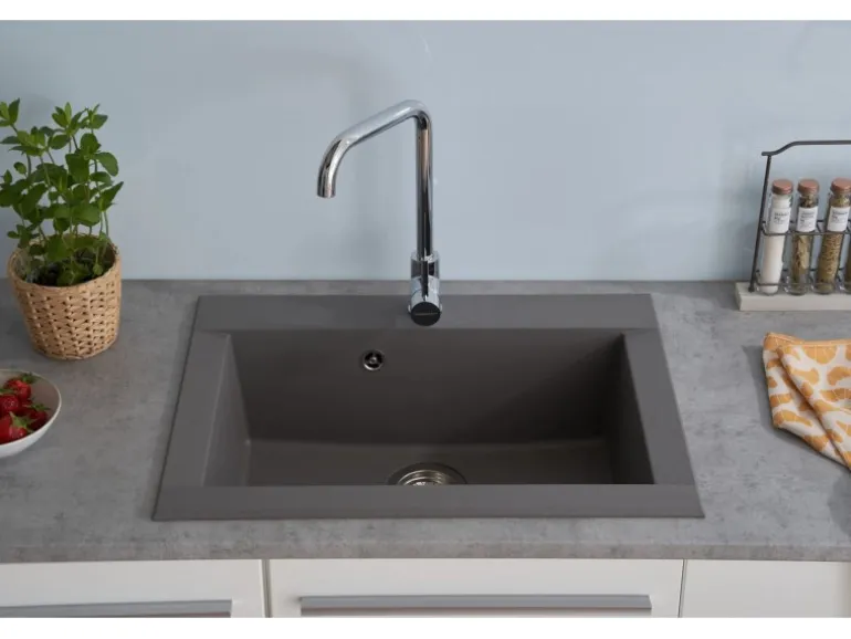 Respekta Einbauspüle Mineralite Ohio 66 cm x 50 cm Betongrau