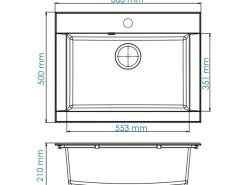 Respekta Einbauspüle Mineralite Ohio 66 cm x 50 cm Betongrau