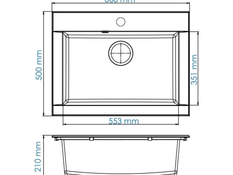 Respekta Einbauspüle Mineralite Ohio 66 cm x 50 cm Betongrau