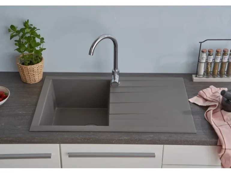 Respekta Einbauspüle Mineralite Houston 80 cm x 50 cm Betongrau