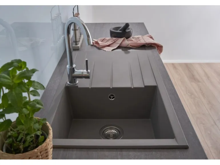 Respekta Einbauspüle Mineralite Houston 80 cm x 50 cm Betongrau