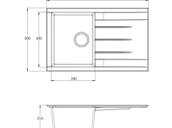 Respekta Einbauspüle Mineralite Houston 80 cm x 50 cm Betongrau