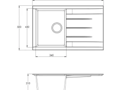 Respekta Einbauspüle Mineralite Houston 80 cm x 50 cm Weiß