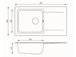 Respekta Einbauspüle Mineralite Denver 78 cm x 44 cm Betongrau