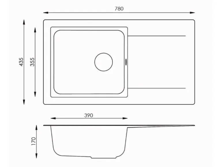 Respekta Einbauspüle Mineralite Denver 78 cm x 44 cm Betongrau