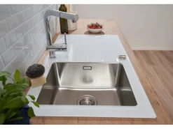 Respekta Glasspüle New York 86  cm x 50 cm Weiß