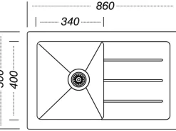Respekta Glasspüle New York 86  cm x 50 cm Weiß