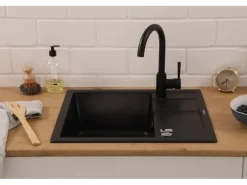 Respekta Granitspüle Nashville 58 cm x 50 cm Schwarz