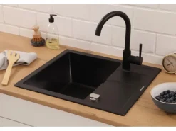 Respekta Granitspüle Nashville 58 cm x 50 cm Schwarz