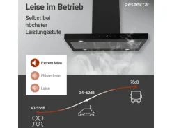 Respekta Inselhaube Cara mit Glasfront 65 cm x 89,5 cm x 60 cm Schwarz