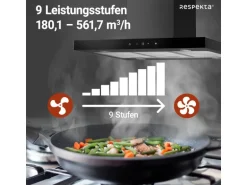 Respekta Inselhaube Cara mit Glasfront 65 cm x 89,5 cm x 60 cm Schwarz