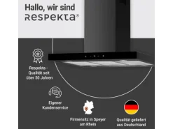 Respekta Inselhaube Cara mit Glasfront 65 cm x 89,5 cm x 60 cm Schwarz