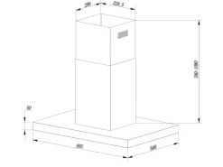 Respekta Inselhaube Cara mit Glasfront 65 cm x 89,5 cm x 60 cm Schwarz