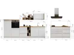 Respekta Inselküche Gabriel 320 cm Grau Hochglanz