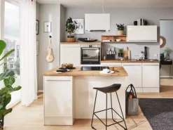 Respekta Inselküche Gabriel 290 cm Weiß Hochglanz