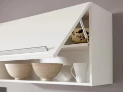 Respekta Inselküche Gabriel 320 cm mit Muldenlüfter Weiß Hochglanz