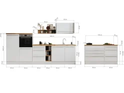 Respekta Inselküche Gabriel 320 cm mit Muldenlüfter Weiß Hochglanz