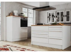 Respekta Inselküche Gabriel 320 cm Weiß Hochglanz