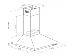 Respekta Kaminhaube Karena Schwarz 90 cm