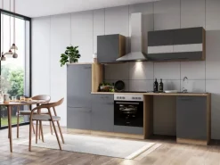 Respekta Küchenblock Merle 280 cm Eiche Grau mit Waschmaschinen-Nische