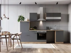 Respekta Küchenblock Merle 280 cm Eiche Grau mit Waschmaschinen-Nische